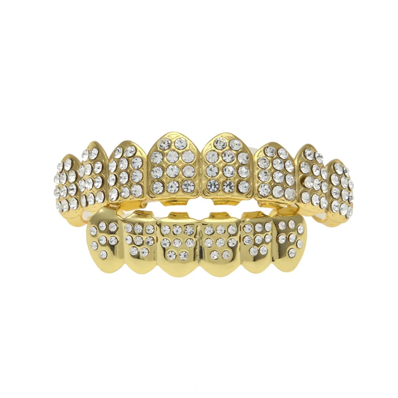 Blues Rts Best Teeth Grillz Eight Top Eight Bottom Full Crystal
