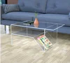 Waterfall Acrylic Coffee Table With Additional Shelf, Lucite Living Room Tea Table With Magazine Rack