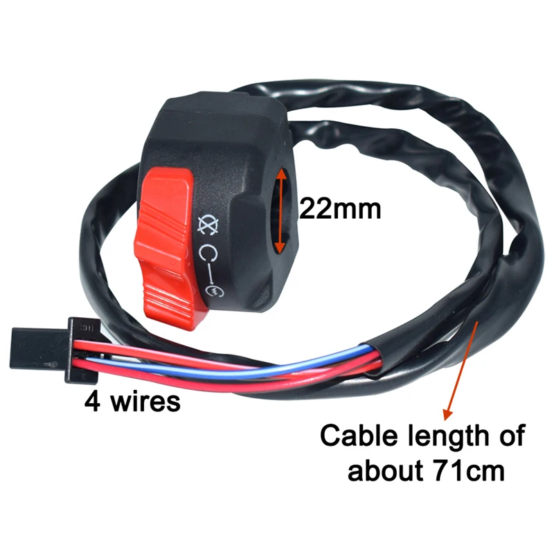 7/8" 22mm Right Motorbike Handlebar Mount Push Button Start Kill Switch 12v Motorcycle Switches