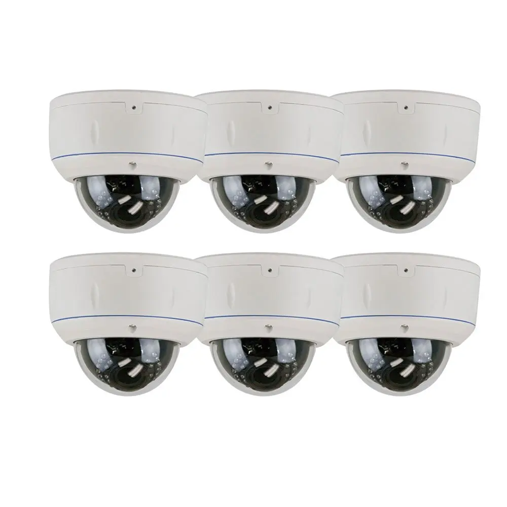 Set of (6) 1000 TV lines 1/3" Color SONY CMOS Camera, 2.8~12mm Manual Varifocal Lens, 30PCS Infrared LED, 65 feet IR Distance. 0.01 Lux/F1.2 Minimum Illumination, 0Lux(with IR LED ON)