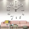 Art Deco Style Wall Clock Watch Super Larger Modern Simple Home DIY Sticker Decal 3D Roman Numeral Home Decor Clock