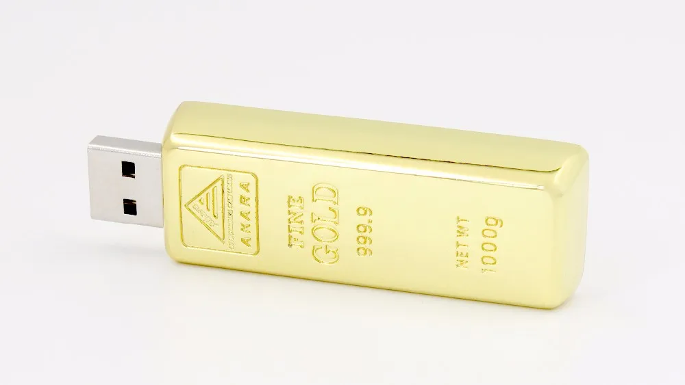 Promotional Gift Unique Design Golden Bar USB Flash Drive Stick 16GB 32GB 64GB - ANKUX.COM