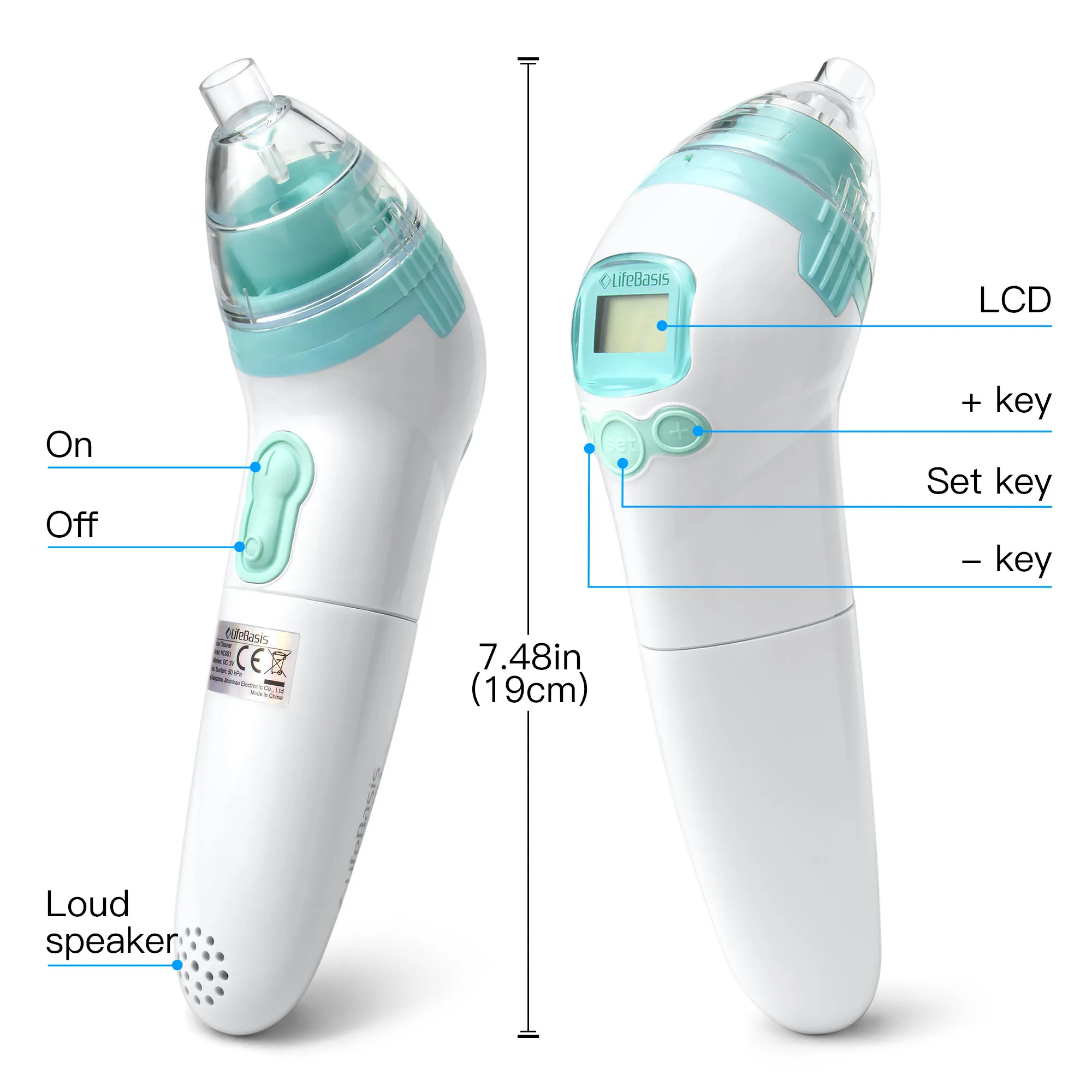 Food grade silicone electric baby vacuum nasal aspirator