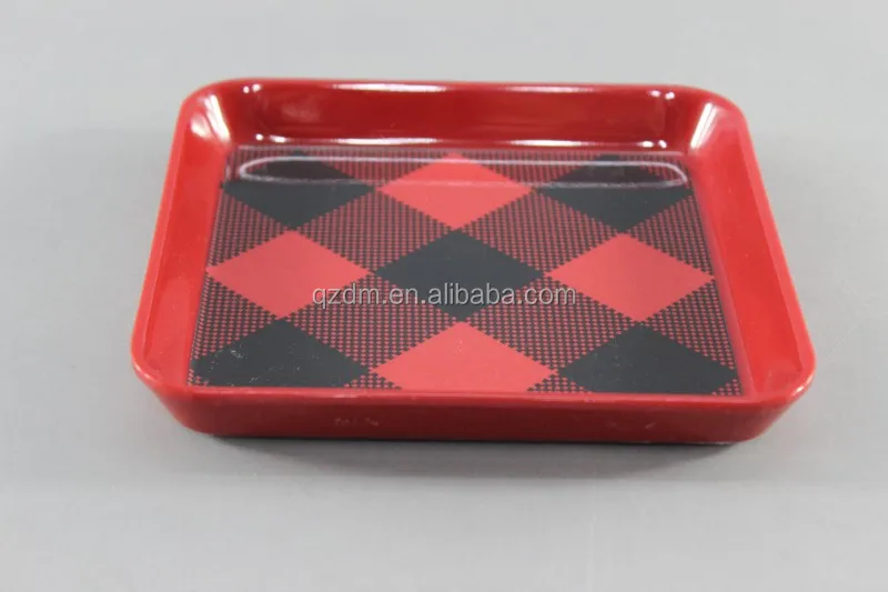 6" Melamine Square tray ,Red Melamine tray