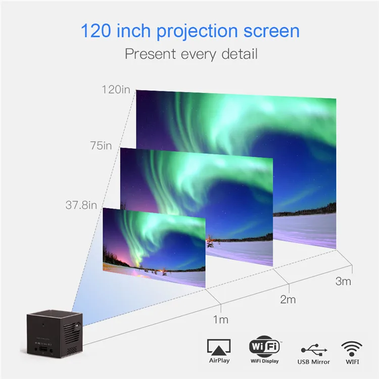 Ranboda C80 DLP portable Mini 4k 3d Projector smart Android 7.1.2 rk3128 quad core hd 1080p Cheapest Laser mini with tv tuner