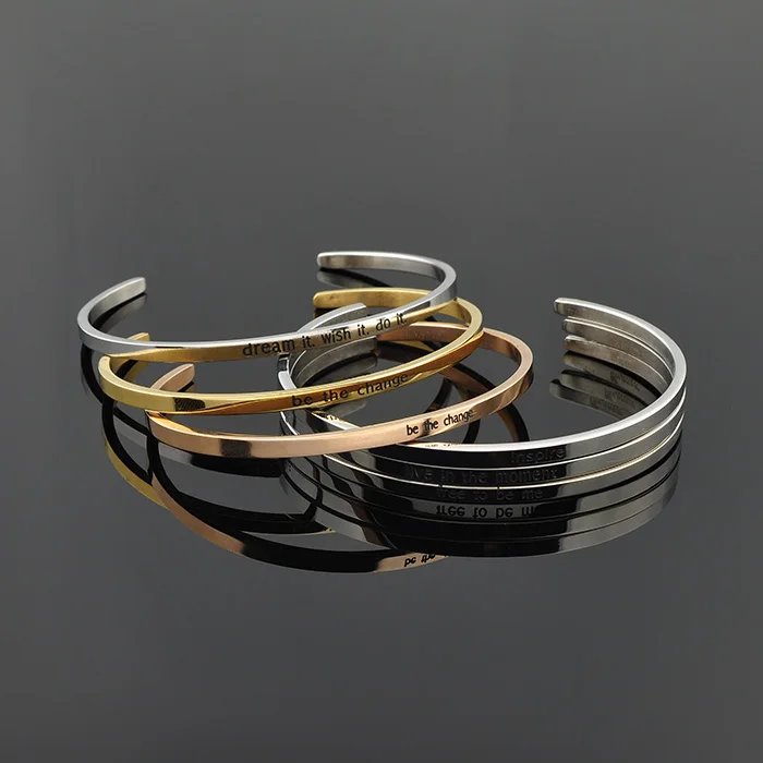 Wholesale Hot Sale Message Inspire Bangle Cuff Bracelet