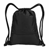 Custom print logo 600D polyester gym string backpack nylon drawstring bag large with front zipper pocket