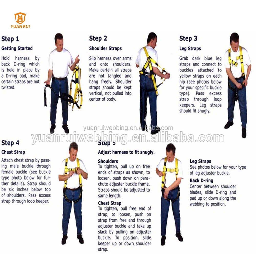 Adjustable size 30/"- 55/" 2 D-Rings Safety Belt Blue // Yellow