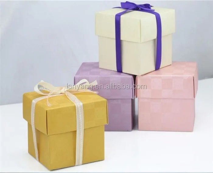 4"x4" Square Cube Favor Box with Lid,Wedding Bridal Baby Shower Party Candy Gift 