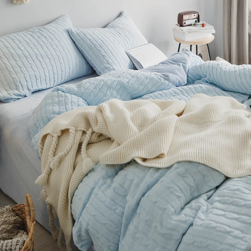Winter Plain Warm Instagram Japanese Bedding Set Bed Sheet