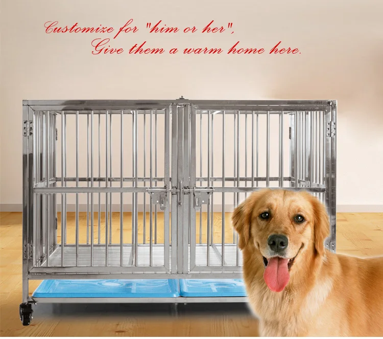 Strong Stainless Steel  Carriers Houses Double Dog Cage  With Wheels