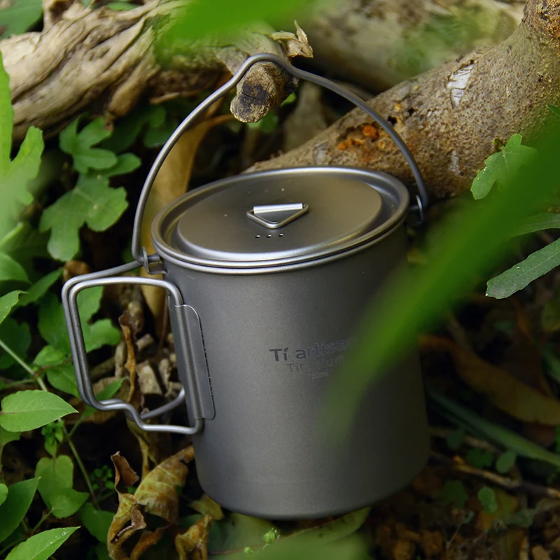 750ml Portable Titanium Coffee Pot with Folding Handle Pot