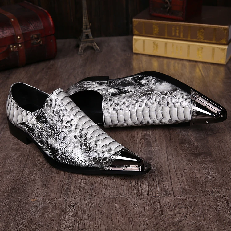 Na055 Fashion Snake Loafers Pointed Toe Mens Leather Shoes Hipster Mens ...