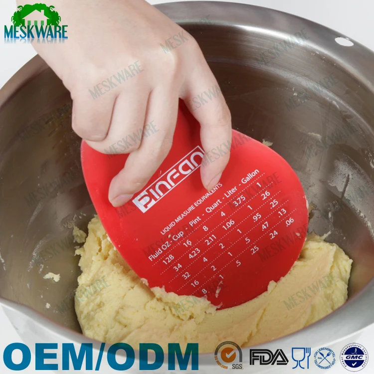 Meskware Spatulart Measurement Conversion Rubber Silicone Bowl Scraper