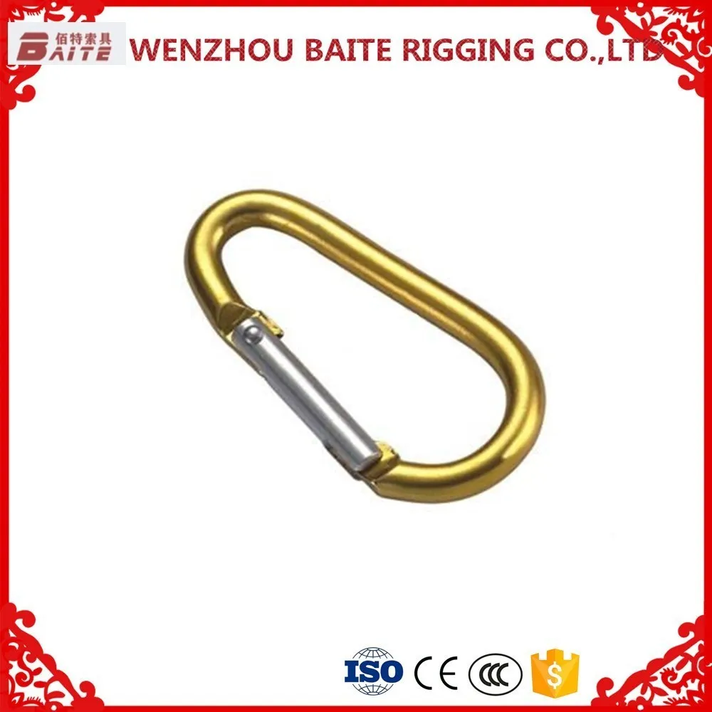 Factory Wholesale Yellow 8mm Aluminum Snap Hook Egg Shaped Carabiners for Keychain