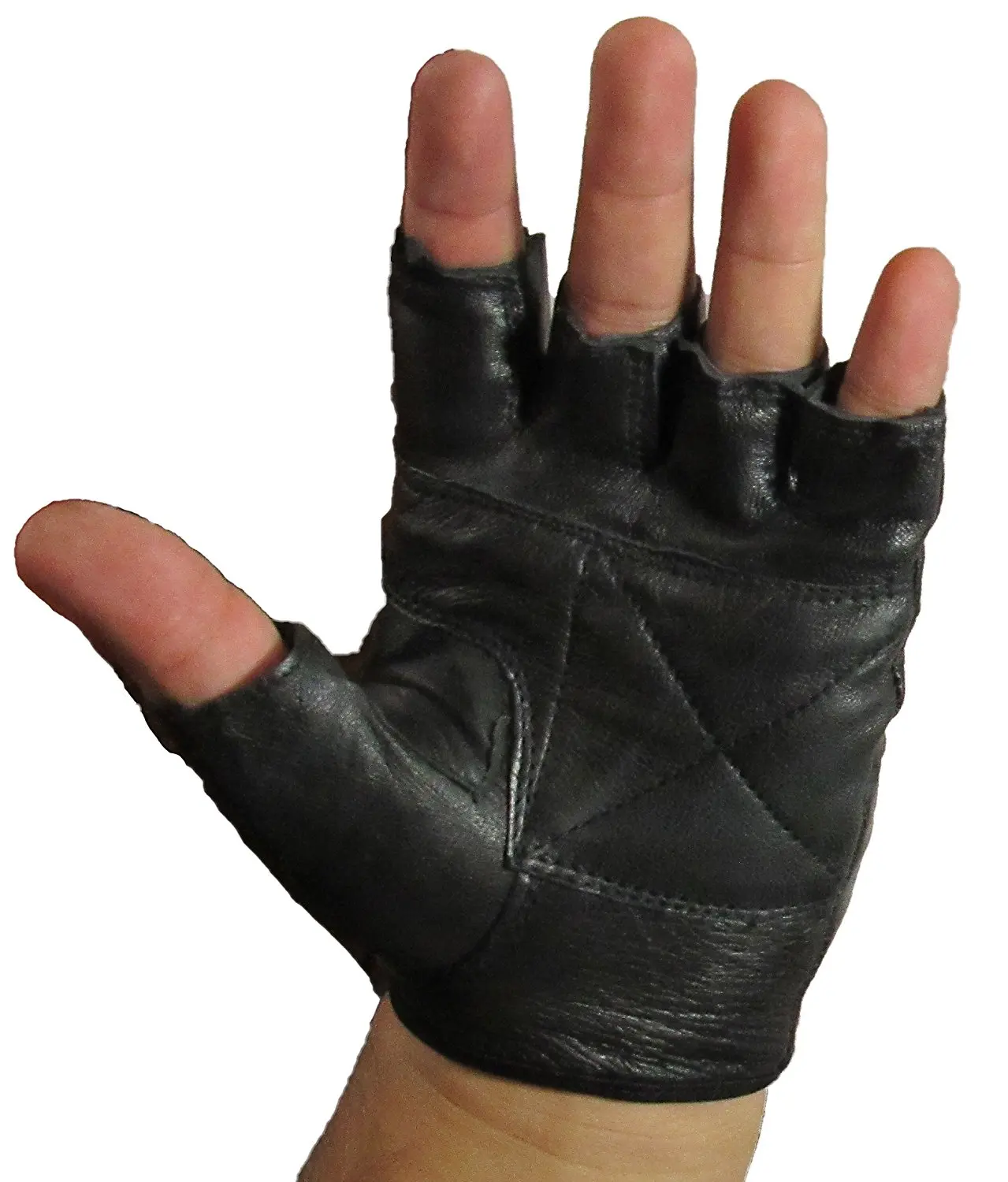 Charismatic Black Leather Padded Palm Weight Lifting Gloves Half Finger Fingerless Workout Cycling Gym Fitness
