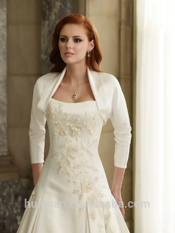 blanco vestido de novia de manga larga bordada-vestidos de boda
