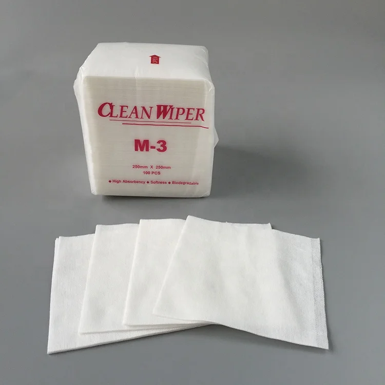 25x25cm Lint Free Disposable Nonwoven 35gsm 100 Polyester Bemcot M3