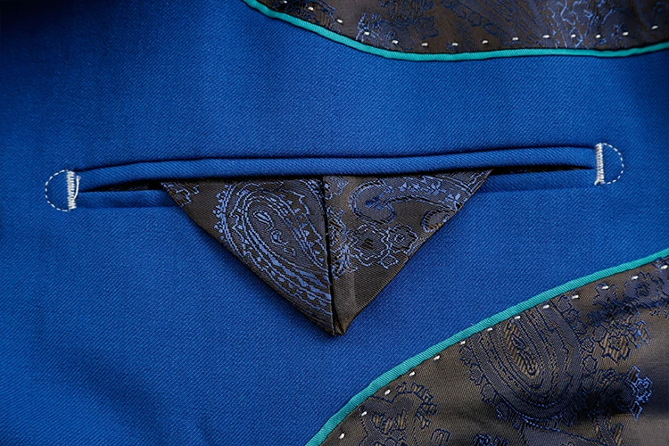 Wholesale Polyester Black Dark Blue Pants Suits Royal Blue Double-Breasted Men Suit