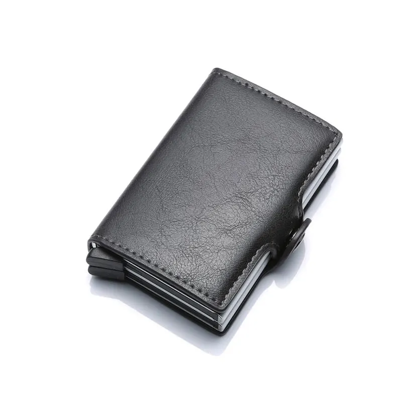 Factory New Design Pu Leather Pop Up Card Wallet With Double Aluminium 