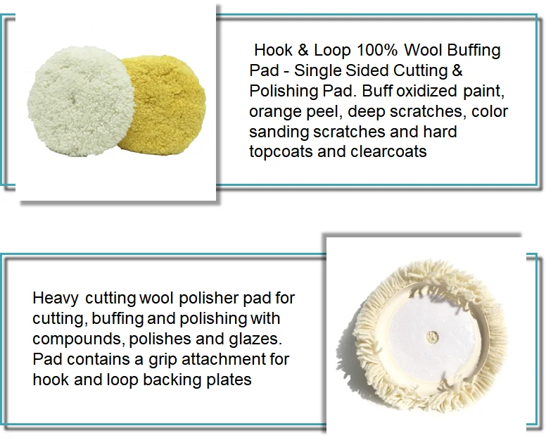 Hook And Loop Grip Backing 4 Ply Twisted Wool Compound Car Polishing