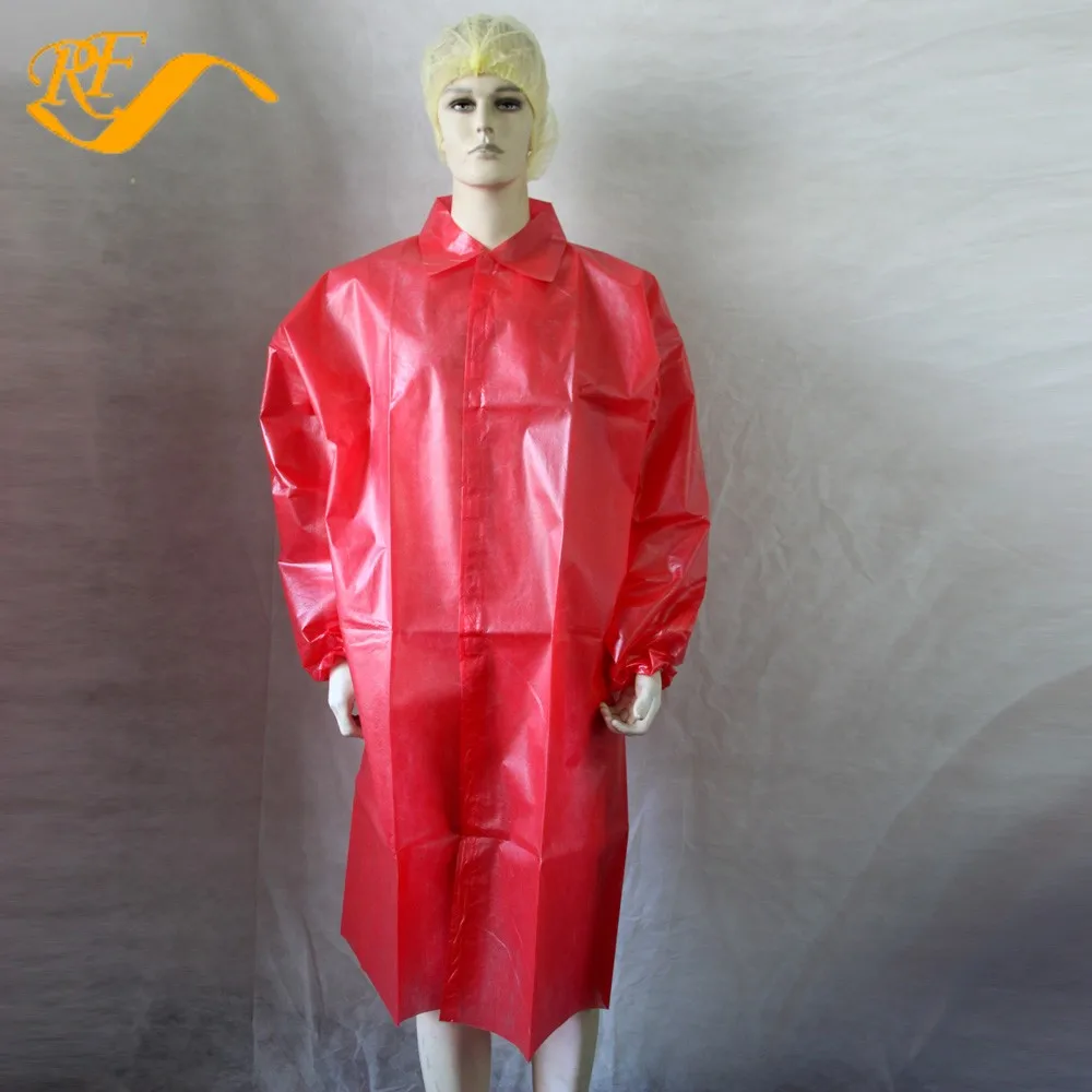 Disposable Examination Gown Nonwoven And Plastic Lab Coat Waterproof