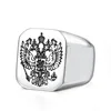 2017 Cool Eagle Ring With A Coat Of Arms Of The Russian Ring Stainless Steel Man High Quality Jewelry Ring Russian Style