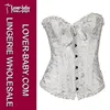 Elegant Jacquard Top Lace Up Boned Lingerie Bridal Overbust Bustier and G String Women's Bustier Corset
