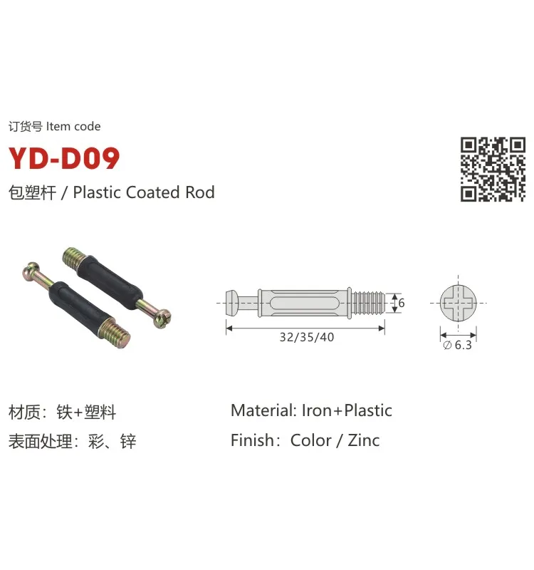 Hot Sale C Iron Plastic Furniture Dowel/ Dowel Rods For