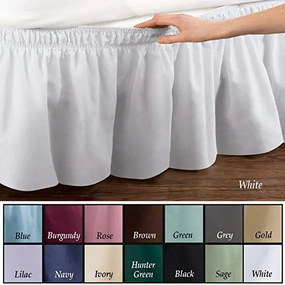 New Elastic Bed Skirt Dust Ruffle Easy Fit Wrap Around Twin Full Queen King Size 