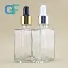 rectangle glass bottle /flat shape glass dropper bottle/square glass bottle with golden screw cap