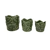 Cheap green leaf texture glazed ceramic bonsai pots