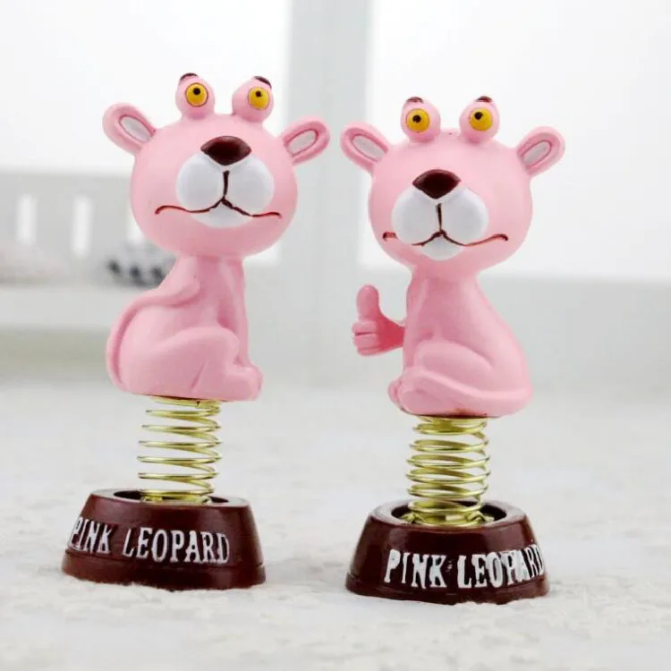 Customized Low Moq Polyresin Animal Figure Leopard Spring Bobble Head