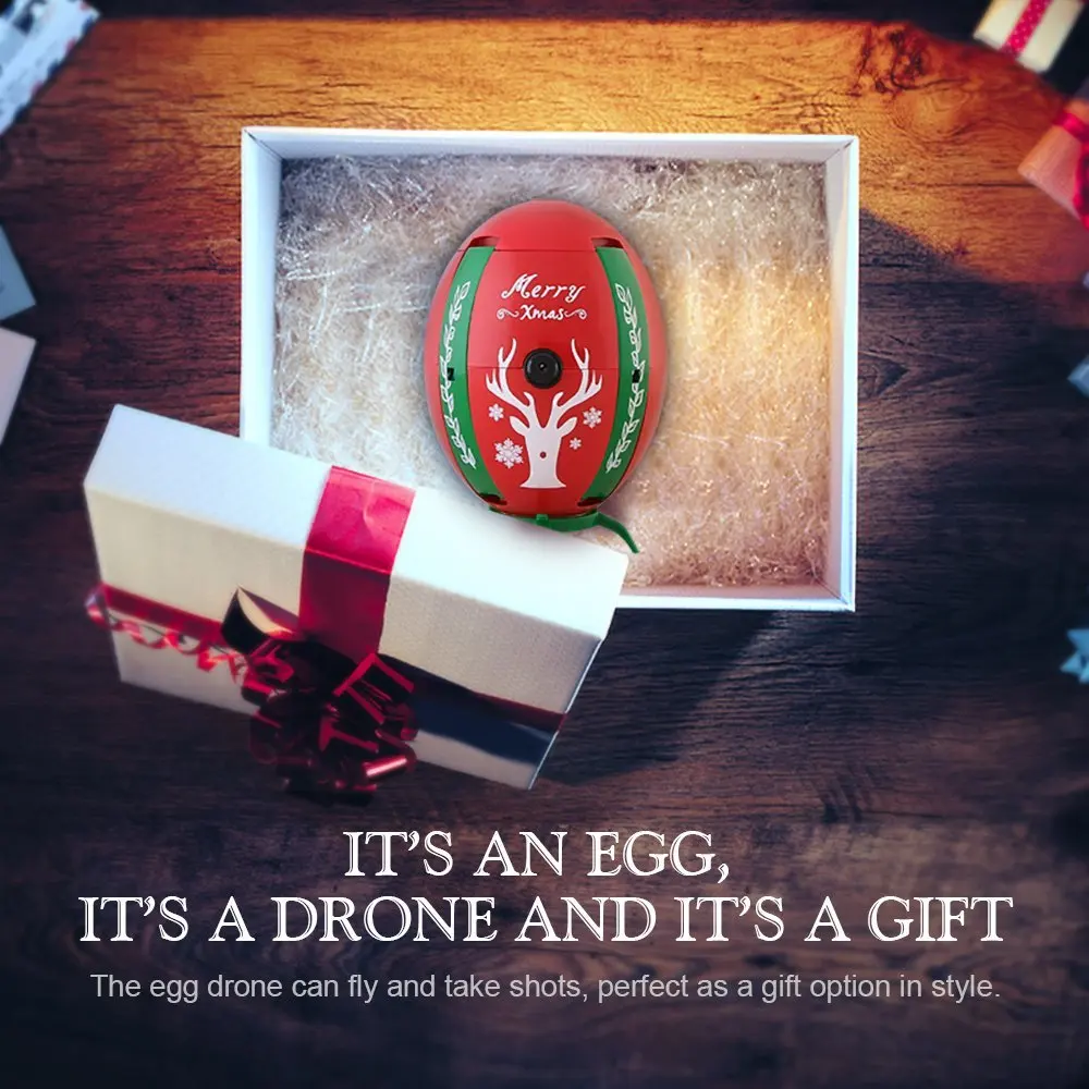 New X-mas Egg RC Drone, JJRC H66 Remote Control 2.4G 4 Axis 720P HD Camera WIFI FPV RTF Foldable Flying Superman Egg Quadcopter For Christmas Gift, by ECLEAR