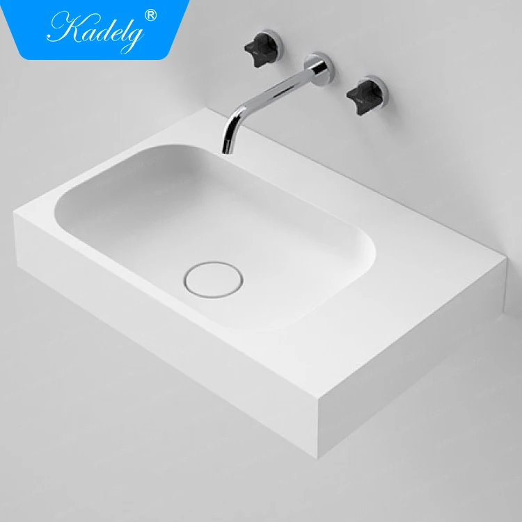 White Color 600 Solid Surface Wall Resin Wash Basin