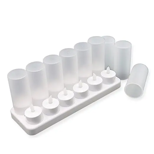 Rechargeable Multi 7 Color Changing LED Tea Light Candle with Frosted Holder and Remote Control (Set of 12, With Remote Control)