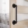 12'' Pipe Barn Door Handle Black Rustic Industrial Style Handle Bar Pull for Gate Cabinet Shed Door