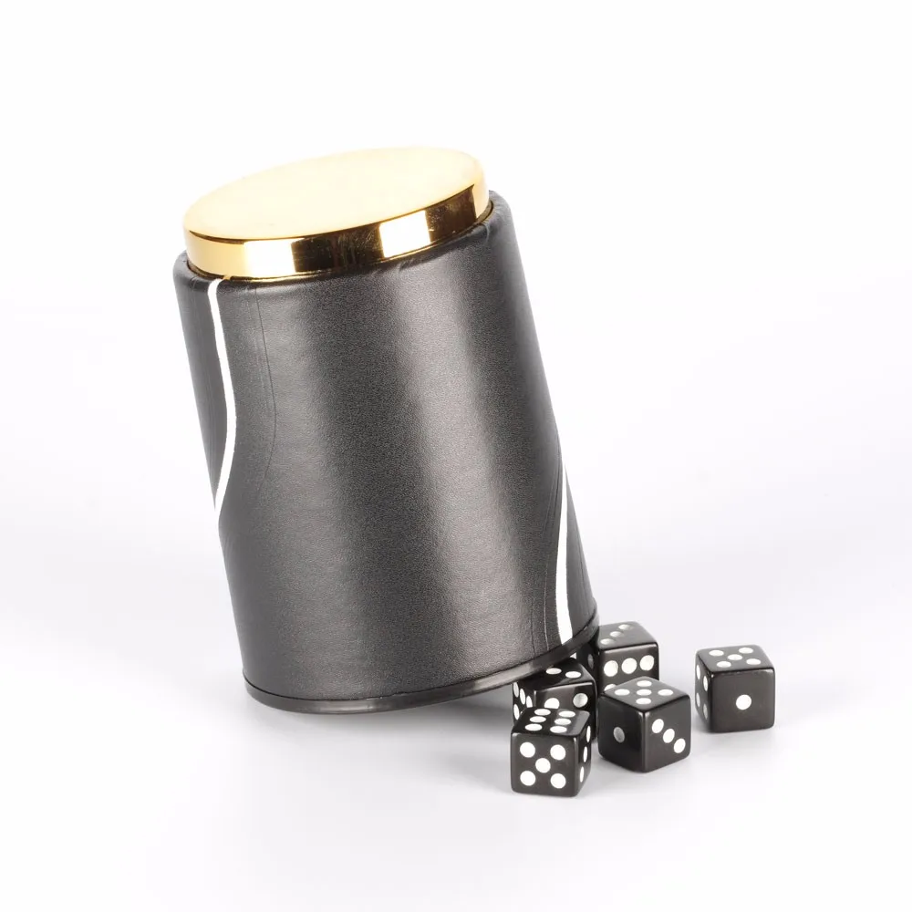 Kit Completo De Dados E Copos Em Couro - 10 Copos + 50 Dados Com Estojo