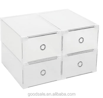 Foldable Clear Drawer Type Shoe Boxes Transparent Plastic Shoe