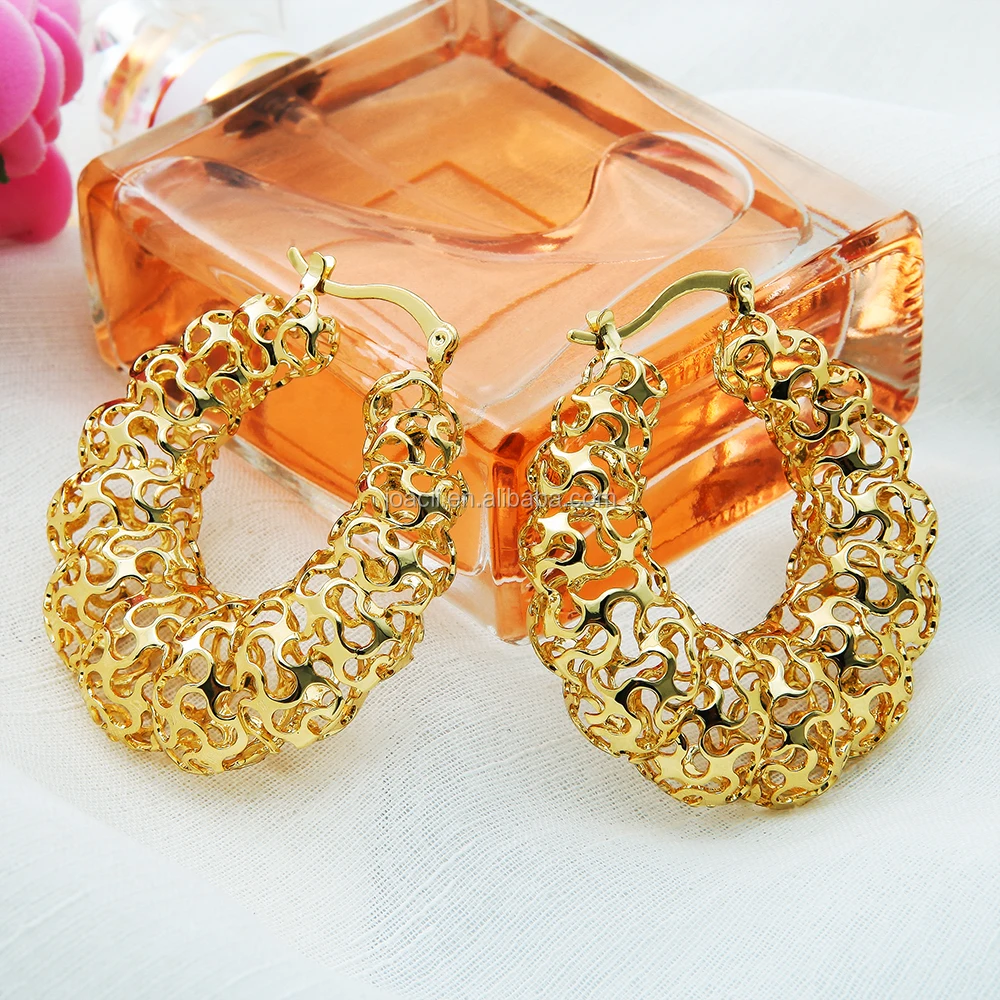 Jewelry Arabian earrings 18k gold plated alloy earrings round big jewelry