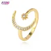 Stylish korean cubic zirconia jewelry moon and sun finger rings
