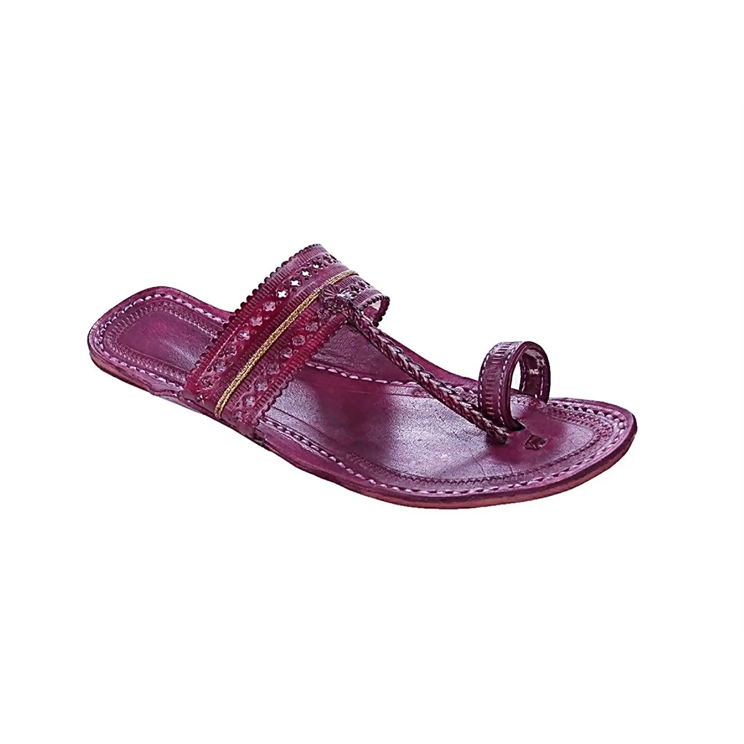 Buy KOLHAPURI CHAPPAL Original Handsome Purple Five Braids kolhapuri ...