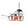 LFBG certificated Eco-friendly 7 pcs copper bottom stainless steel cookware set metal pot
