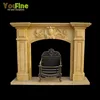 Home Decoration Hand Carving Beige Marble Fireplace Surround