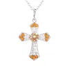 Crystal Cross Men Necklaces Pendants Silver Color Maxi Steampunk collares Vintage Statement Necklace
