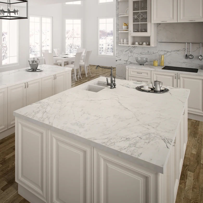 Customized Kitchen Artificial Stone Quartz Carrara White Countertops ...