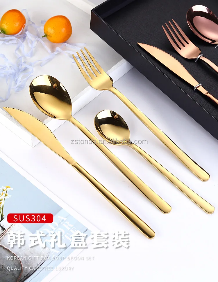 Wholesale Bulk Flatware Stainless Steel Cutlery Gold Plated Rainbow Pvd
