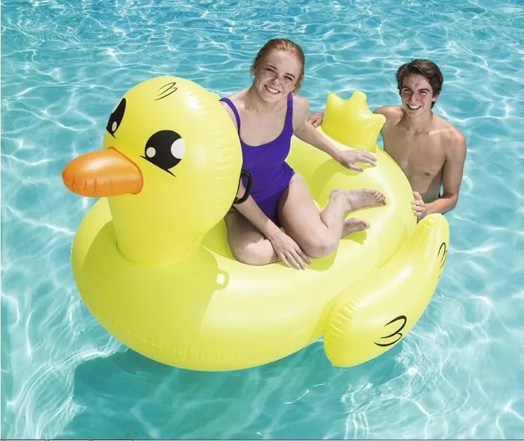 Bestway 41106 Giant Inflatable Duck Float Fun Swimming Pool Float Rider ...