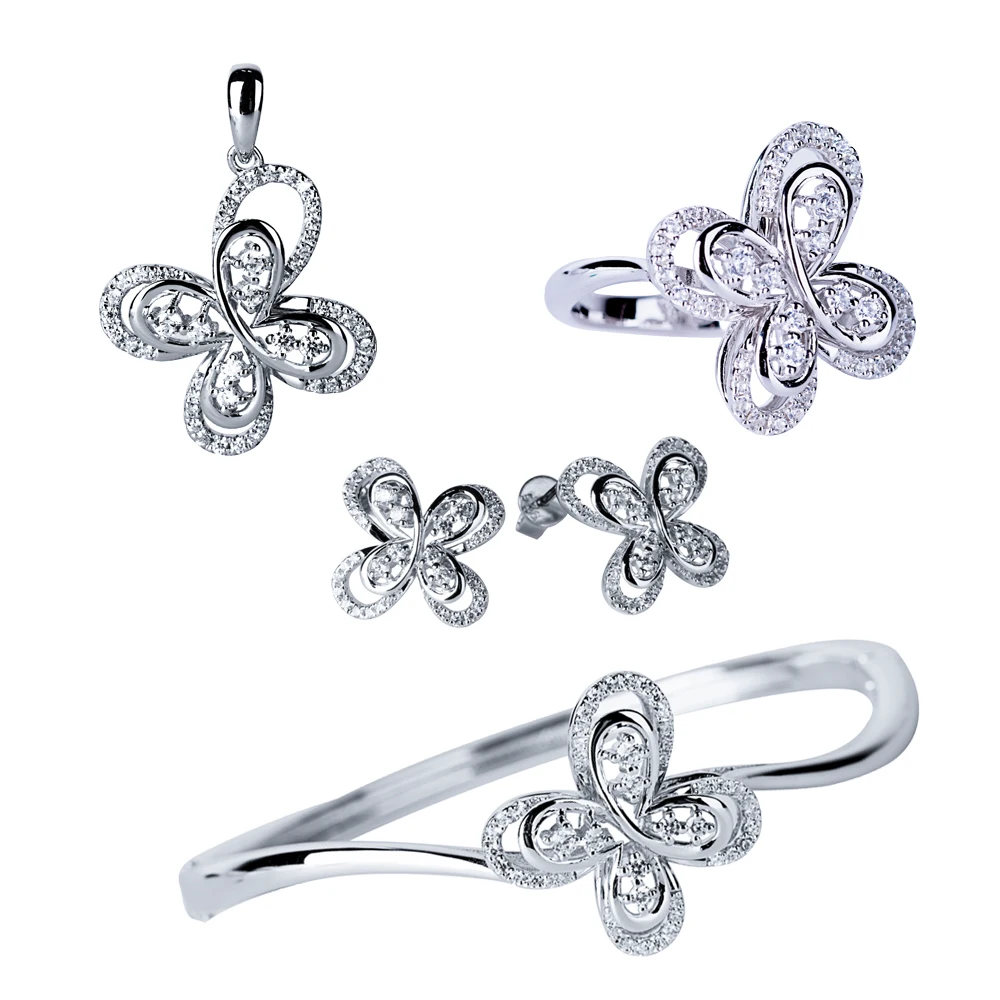 Joacii butterfly silver wholesale fashion luxury women jewelry set