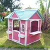 Multiple windows high quality pink garden kids wooden playhouse